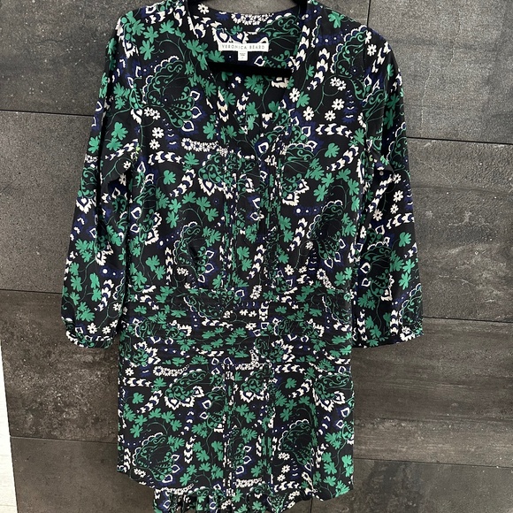 VERONICA BEARD Elm Printed Shirt Dress Victorian Vine 100% silk Size 0 - Picture 3 of 12